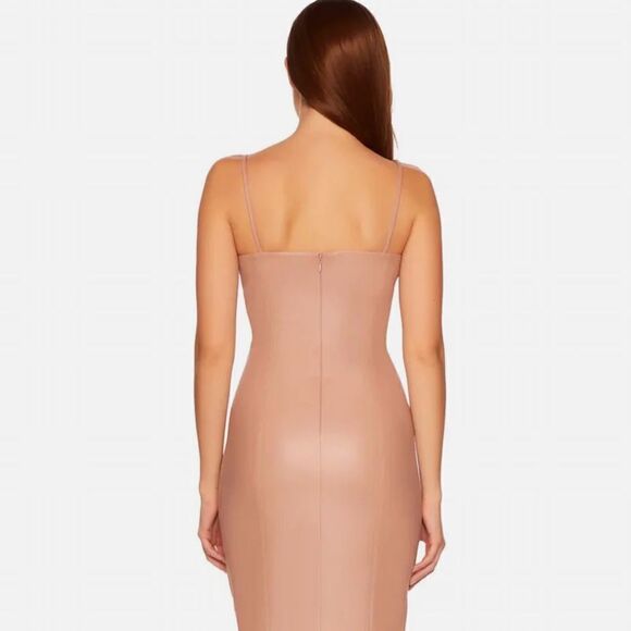 NWT Susana Monaco Faux Leather Dress in Brioche, Small - Picture 2 of 4